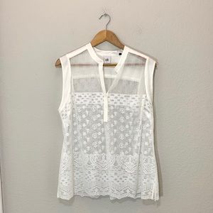 Cabi lace sleeveless white blouse v neck large